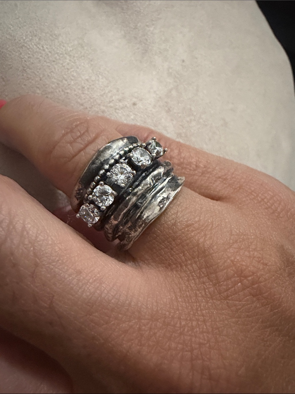 Silpada Sterling Silver Stacked Silver Crystal Ring - Women Jewelry size 7 - Picture 2 of 4
